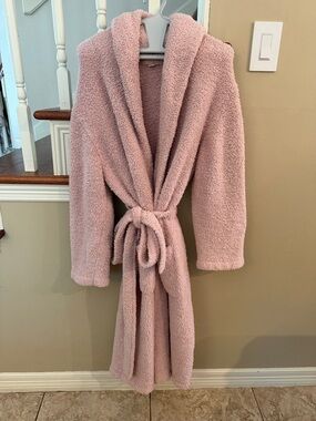 Barefoot Dreams Cozy Plush Hooded Robe Coat - Dusty Pink